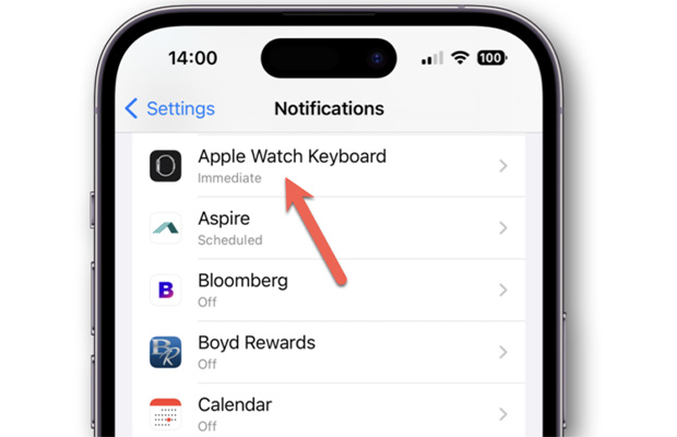 Disable Apple Watch Keyboard Notification