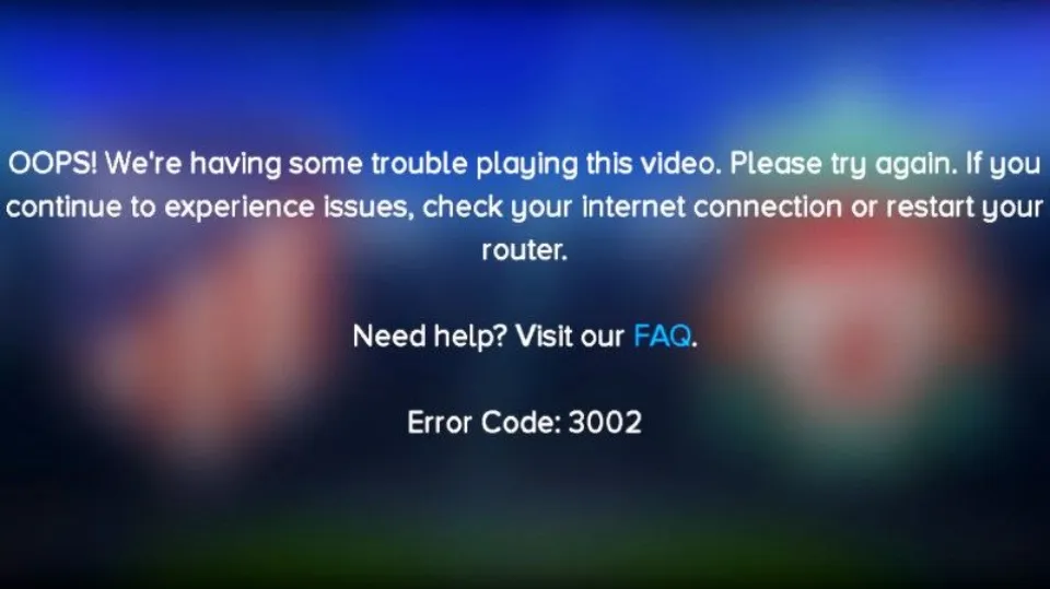 Paramount Plus Error Code 3002